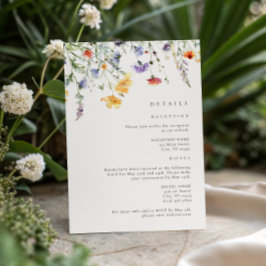 ウォーターカラーの野の花の結婚式の詳細 エンクロージャーカード
