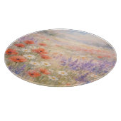 ウォーターカラーの野の花の草原シーン カッティングボード (角)