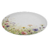 ウォーターカラーの野の花の草原 パステル調の花のボーダー カッティングボード (角)