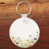 ウォーターカラーの野の花の草原 パステル調の花のボーダー キーホルダー (裏面)