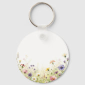 ウォーターカラーの野の花の草原 パステル調の花のボーダー キーホルダー (裏面)