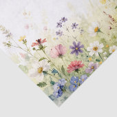ウォーターカラーの野の花の草原 パステル調の花のボーダー 薄葉紙 (詳細)