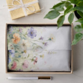ウォーターカラーの野の花の草原 パステル調の花のボーダー 薄葉紙 (ギフト)