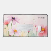 ウォーターカラーの野の花の草原 ボタニカル フラワー デスクマット (キーボード&マウス)