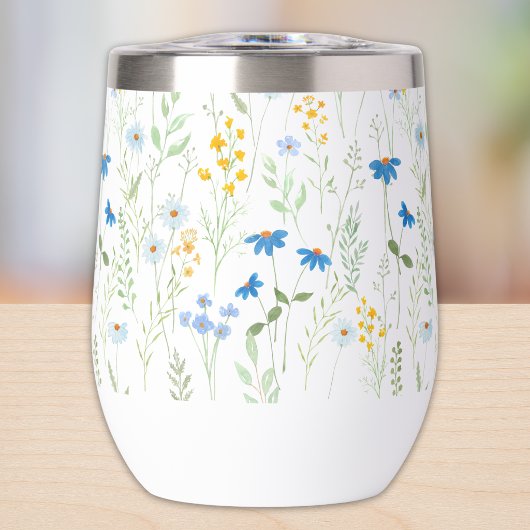 ウォーターカラーの野の花パターン