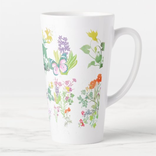 ウォーターカラーの野の花 カフェラテマグ (右)