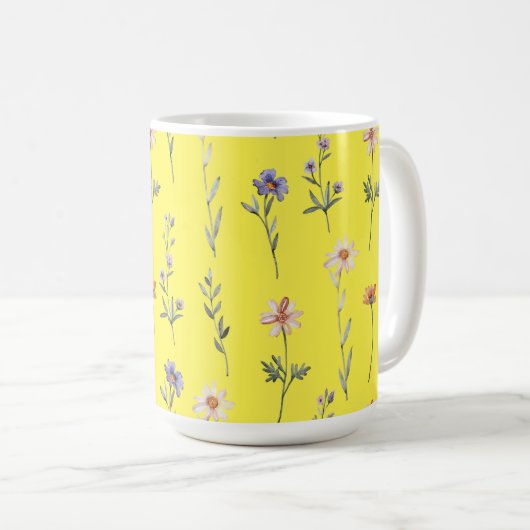 ウォーターカラーの野の花 コーヒーマグカップ (正面右)