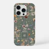 ウォーターカラーの野の花 モノグラム入り iPhoneケース (裏面)