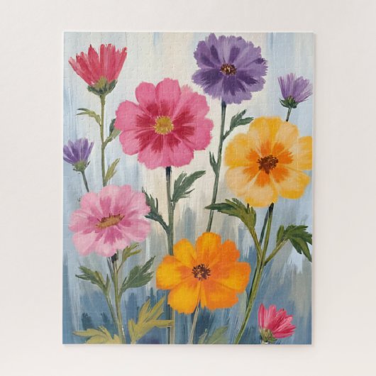 ウォーターカラーの野の花 | 花畑の絵 ジグソーパズル (縦)
