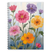 ウォーターカラーの野の花 | 花畑の絵 ノートブック (正面)