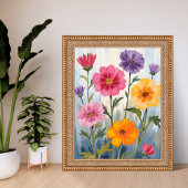 ウォーターカラーの野の花 | 花畑の絵 ポスター