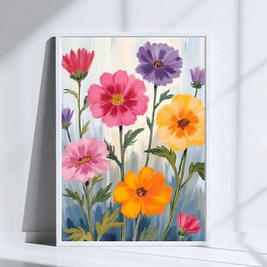 ウォーターカラーの野の花 | 花畑の絵 ポスター