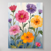 ウォーターカラーの野の花 | 花畑の絵 ポスター (正面)