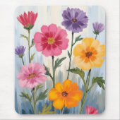 ウォーターカラーの野の花 | 花畑の絵 マウスパッド (正面)