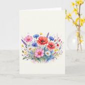 ウォーターカラーの野生の花の草原ブーケ フローラルアート カード (黄色い花)