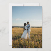 ウォーターカラーの野生の花園の写真の結婚式 セーブザデート (裏面)