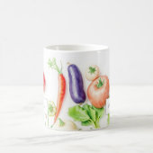 ウォーターカラーの野菜＋イニシャル入り コーヒーマグカップ (中央)