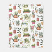 ウォーターカラーの鉢植え植物のパターン ブランケット (正面)