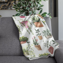 ウォーターカラーの鉢植え植物のパターン ブランケット