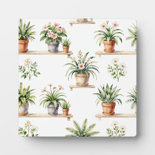 ウォーターカラーの鉢植え植物棚パターン フォトプラーク (正面)