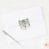 ウォーターカラーの雪だるまのシーン スクエアシール (封筒)