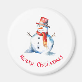 ウォーターカラーの雪だるま かわいい クリスマスの飾り マグネット