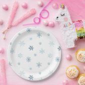 ウォーターカラーの雪の結晶 クリスマスプレート ペーパープレート (パーティー)