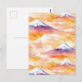 ウォーターカラーの雪山オレンジトワイライトシーン ポストカード (正面/裏面)