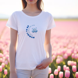 ウォーターカラーの青いミニマリストベビーシャワーボーイ Tシャツ