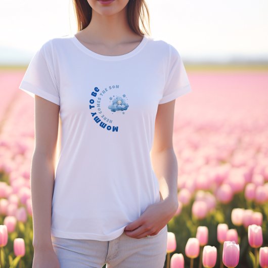 ウォーターカラーの青いミニマリストベビーシャワーボーイ Tシャツ