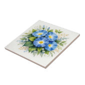 ウォーターカラーの青い朝顔の花 タイル (側面)