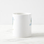 ウォーターカラーの青い熱気球 コーヒーマグカップ (中央)