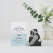 ウォーターカラーの青い結婚式。ナートゥルセーブ・ザ・デート ポストカード (スタンド正面)