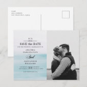ウォーターカラーの青い結婚式。ナートゥルセーブ・ザ・デート ポストカード (正面/裏面)