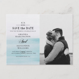 ウォーターカラーの青い結婚式。ナートゥルセーブ・ザ・デート ポストカード