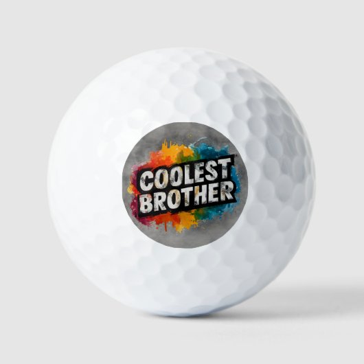 ウォーターカラーの飛沫とともに躍動するCOOLEST BROTHERタイポグラフィ ゴルフボール (正面)