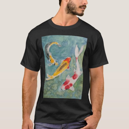 ウォーターカラーの鯉の魚 Tシャツ (正面)