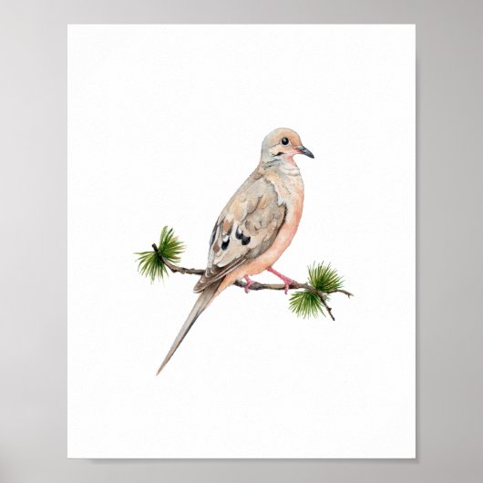 ウォーターカラーの鳩の絵 ポスター (正面)