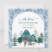 ウォーターカラーのOh Deer ベイビーボーイシャワーの御礼 サンキューカード (正面)