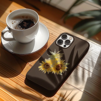 ウォーターカラーひまわり ブラウン iPhone 13 PROケース