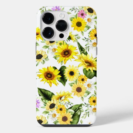 ウォーターカラーひまわり 7 iPhoneケース (裏面)