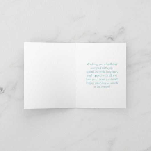 ウォーターカラーアイスクリームサンデ誕生日 カード (内部)