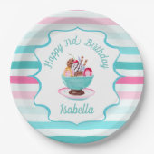 ウォーターカラーアイスクリームサンデ誕生日 ペーパープレート (正面)