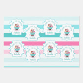 ウォーターカラーアイスクリームサンデ誕生日 ラッピングペーパーシート (正面)