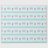 ウォーターカラーアイスクリームサンデ誕生日 ラッピングペーパー (フラット)