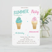 ウォーターカラーアイスクリームスター誕生日 招待状 (スタンド正面)
