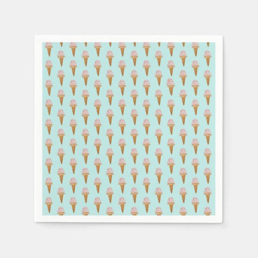 ウォーターカラーアイスクリーム紙ナプキンス(ターコイズ) スタンダードカクテルナプキン (正面)
