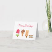 ウォーターカラーアイスクリーム&アイスキャンディー 誕生日 カード (正面)