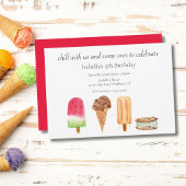 ウォーターカラーアイスクリーム&ポップシックル誕生日パーティー 招待状