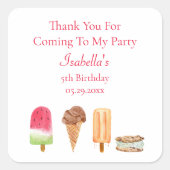 ウォーターカラーアイスクリーム&ポプシクル誕生日感謝してい スクエアシール (正面)